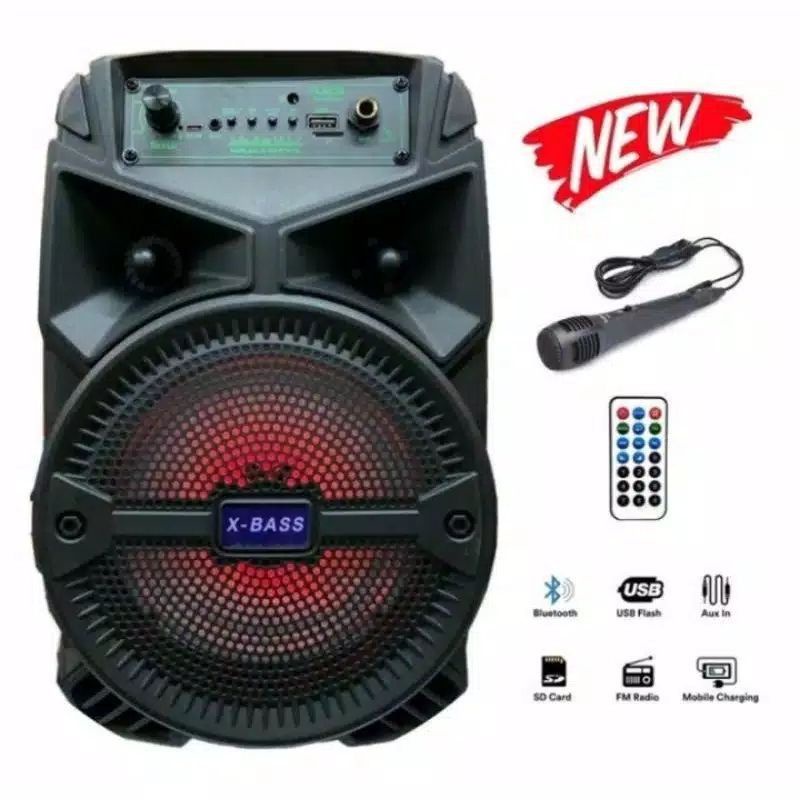 Speaker Bluetooth Fleco Super Bass F-6011 6'5 Inch Bluetooth Speaker+Microphone