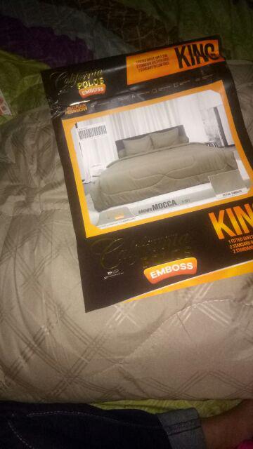 California Bedcover + Sprei Polos 180x200 Hitam Merah Biru Pink Black Orange Ungu - King 180 Bc