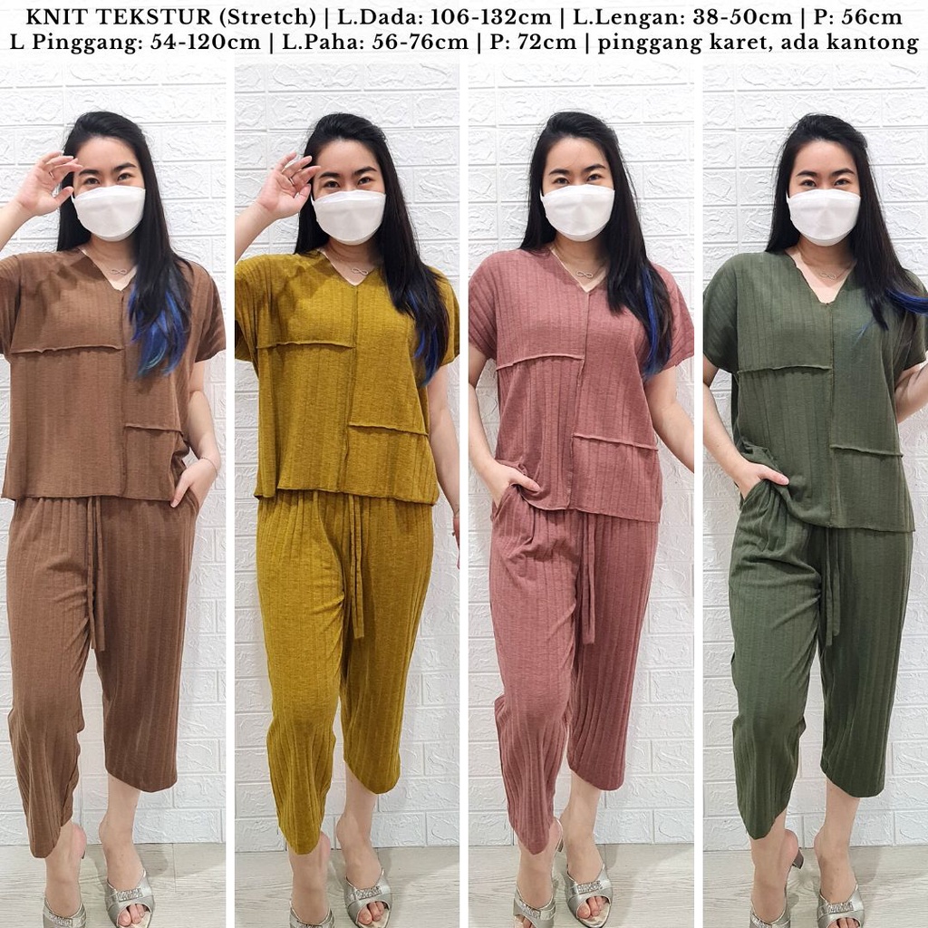 ready 4261 samantha knit one set polos rib stelan rajut premium