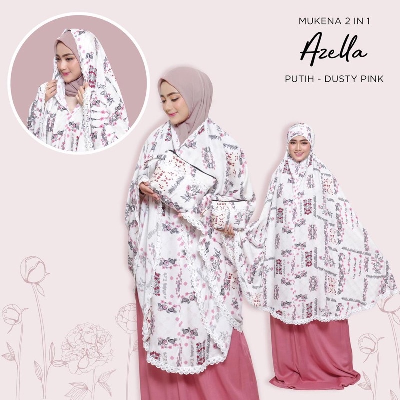 Mukena Renda Rayon Dewasa 2 IN 1 Ponco Azella Renda Import Cantik