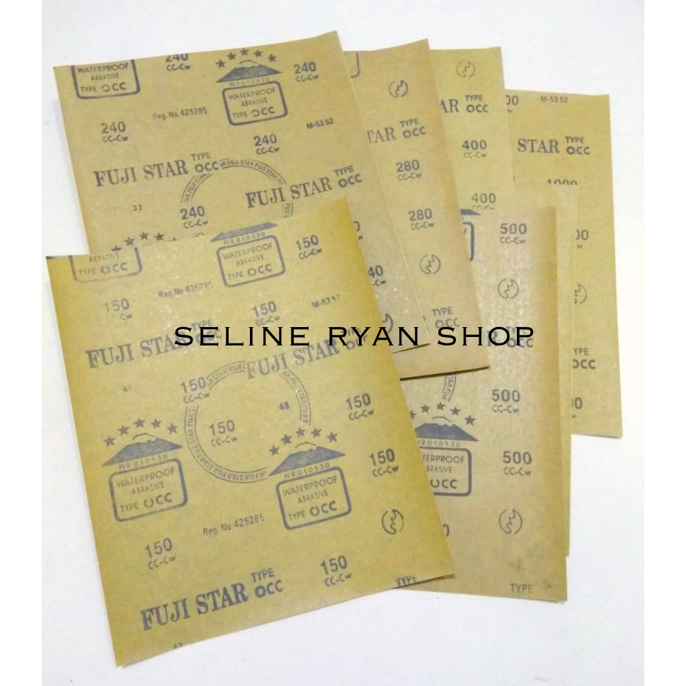 Kertas Gosok / Ampelas / Rempelas Waterproof Fuji Star No. 120-1000 Per Lembar