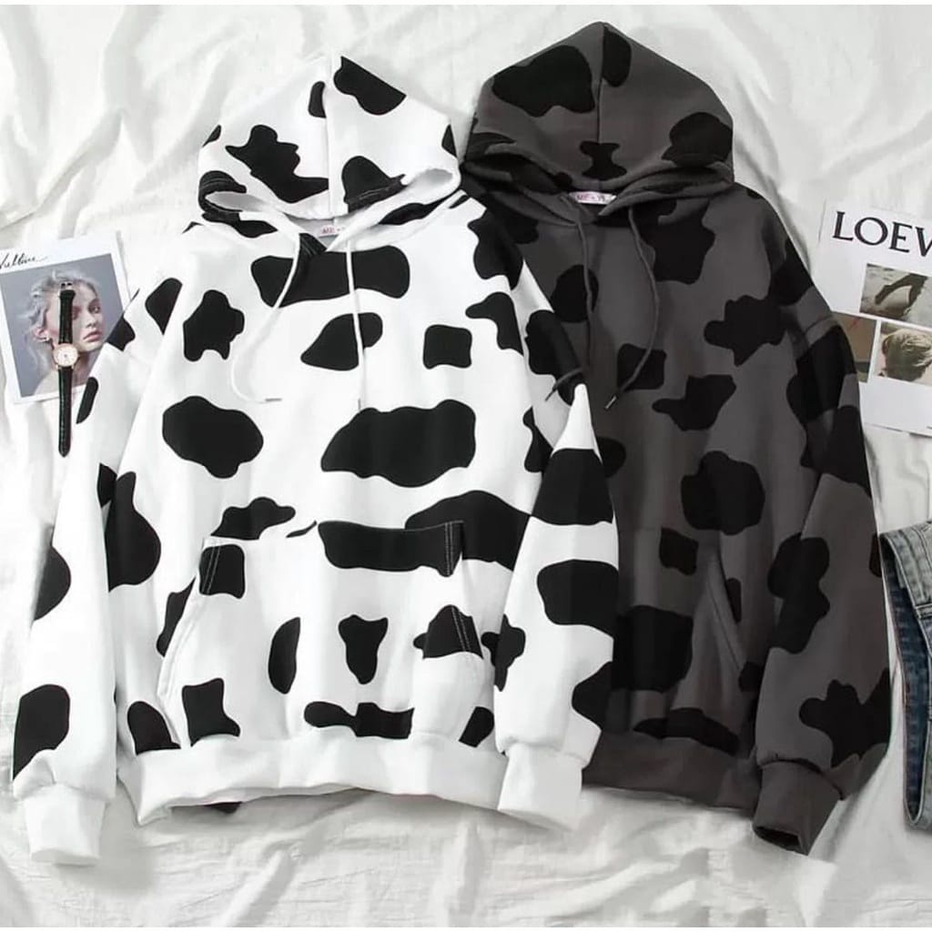 HOODIE MOTIF SAPI FULLPRINT-SWEATER HOODIE MOTIF COW-BAJU WANITA-PAKAIAN WANITA -ATASAN WANITA
