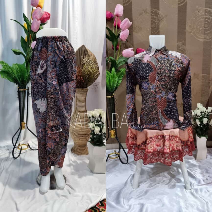 Kadai.baju / Batik couple kemeja panjang / Rok lilit / couple wisuda dan pernikahan / Kebaya couple