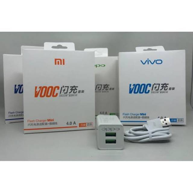 Charger VOOC Mini 4A 2usb Port Brand SAMSUNG MI OPPO VIVO TC VOOC MURAH