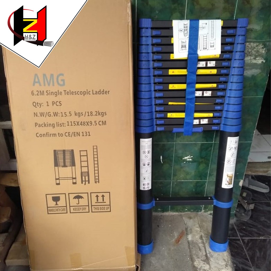 Tangga Teleskopik 6.2 Meter - Biru AMG / Tangga Lipat 6.2M Aluminium