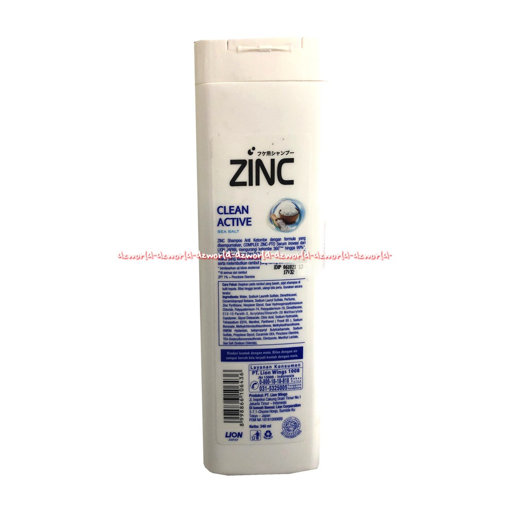 Zinc Anti Dandruff Shampoo 340ml Clean Active Hair Fall Shampoo Untuk Rambut rontok ketombe
