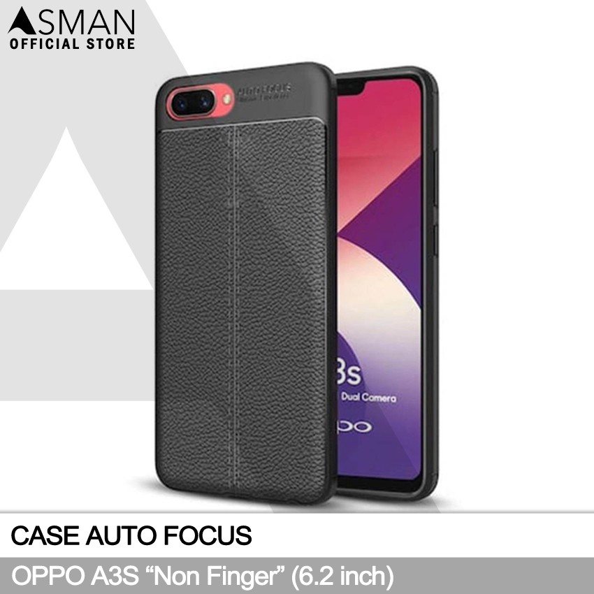 Auto Focus OPPO A3S (6.2&quot;) | Soft Case Leather Premium - Hitam