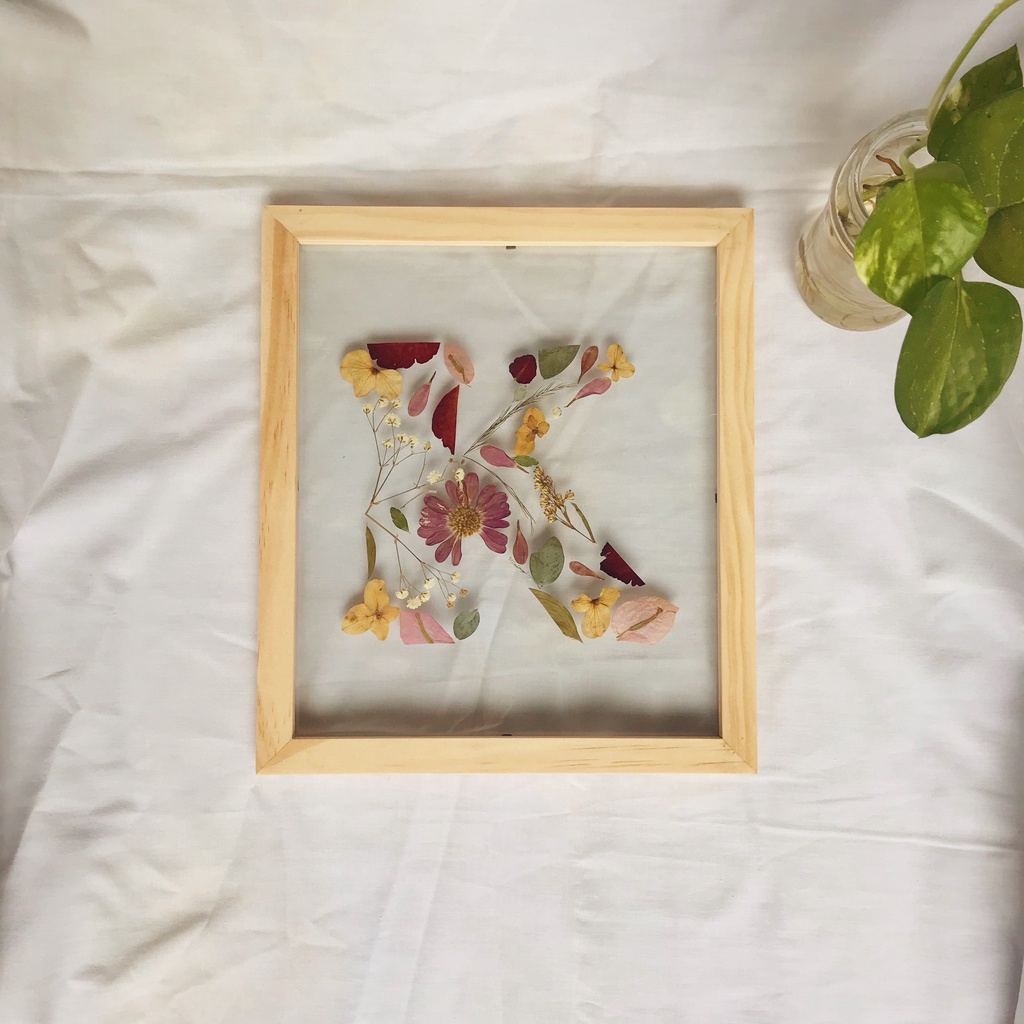 customized name Pressed Flowers Frame (single frame) kayu gift box | kado wisuda | kado ulang tahun