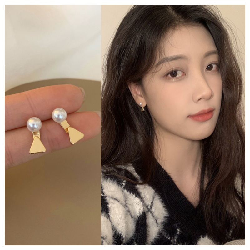 Anting Tusuk silver 925 Desain Pita Hias Mutiara Gaya Perancis Untuk Wanita