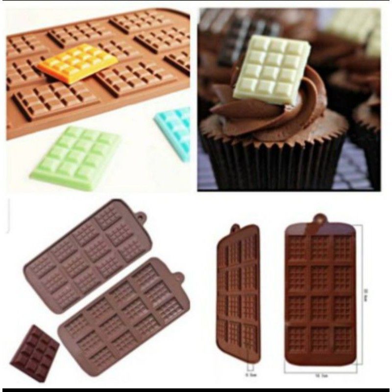 Cetakan Silikon Coklat Bar 12 Cetakan silikon Wafer Chocolate Bar