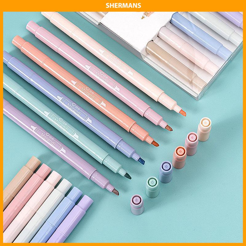 

[COD]6PCS Spidol Highlighter Dua Sisi Ujung Lembut sherman
