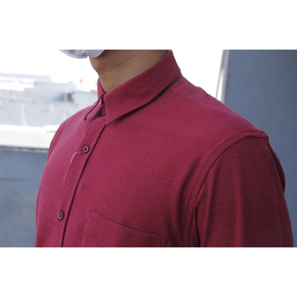 Kemeja Kerja Pria Formal STANLEY ADAMS Reguler Fit Maroon Lengan Panjang 01  | Eazy Move | Hem Pria Big Jumbo Size Brand Matahari 100% Original