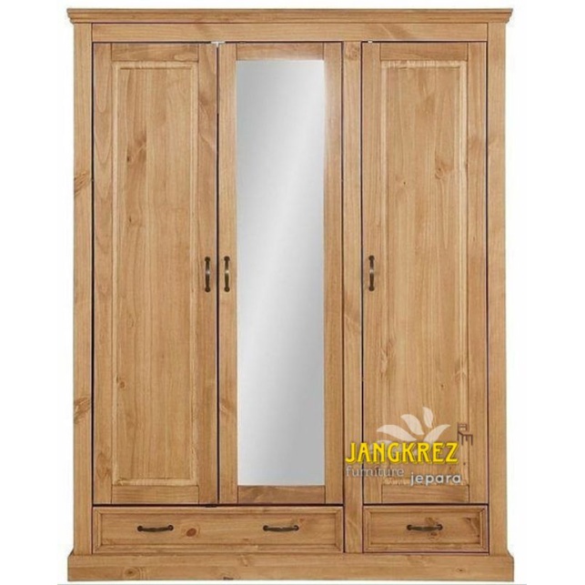 Lemari pakean jati solid 3pintu klasik