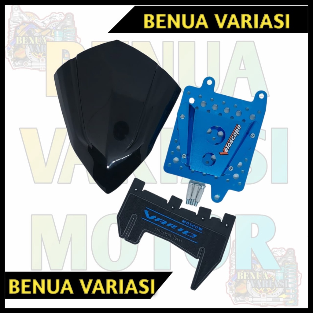 (PROMO TAHUNAN TERBARU 2022) PAKET COVER RADIATOR VARIO MODEL AIRSCOP+VISOR VARIO FULL BLACK+MUDFLAP
