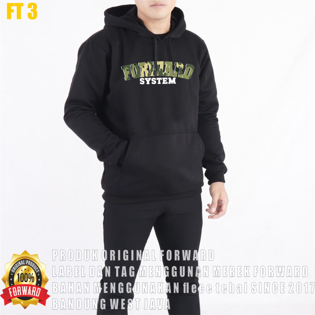 FORWARD SYSTEM - Sweater Hoodie Jumper Black &amp; Cream Motif Aesthetic Pria Bahan Katun Fleece Premium Forwardshop FT3