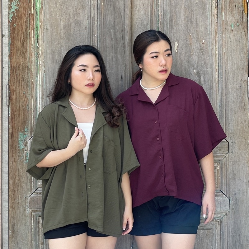 Kin Oversized Shirt (Kemeja Kantong / Kemeja airflow / kemeja bigsize / kemeja kantor / kemeja kuliah)