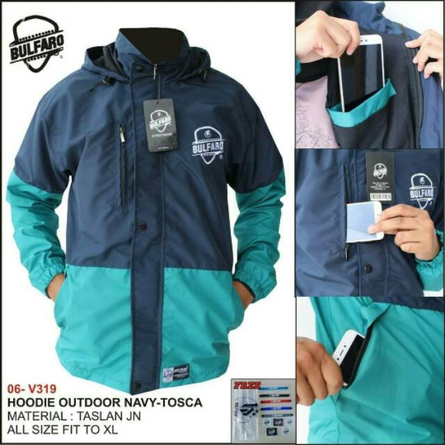 Jaket Hoodie Outdoor Waterproof Pria &amp; Wanita/Jaket Gunung Kombinasi Original Bulfaro/Jaket Motor