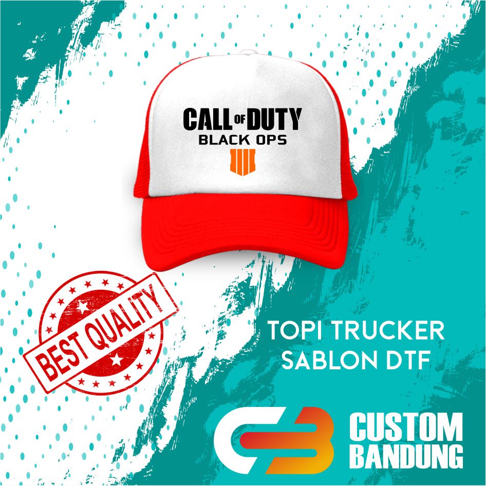 Topi Trucker CALL OF DUTY 3  Pria Wanita Topi Jaring Aura Jala Trucker Cap Bisa Tulis Nama Bisa COD Original High Premium Quality