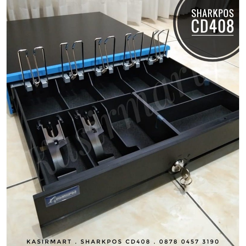 Cash Drawer Sharkpos CD-410 Laci Uang Kasir CD410/CD408/CD420 Support RJ11 Kotak Uang Kasir Printer Thermal Bluetooth 58mm/80mm