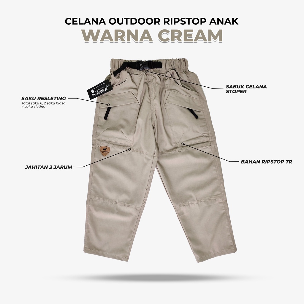 Celana Sirwal Anak Outdoor Adventure bahan Ripstop TR Premium by Annajiyah