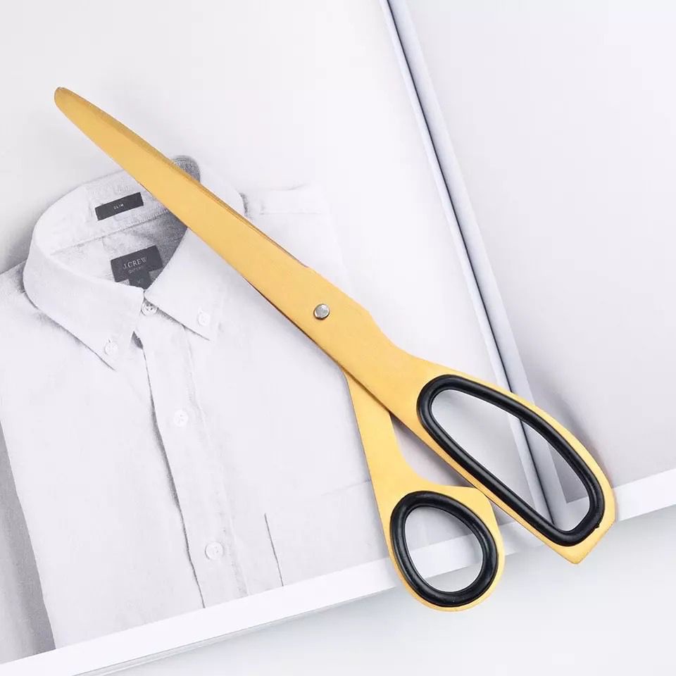 golden scissors asymmetric korean stationery office household / gunting gold korea aesthetic multifungsi serbaguna