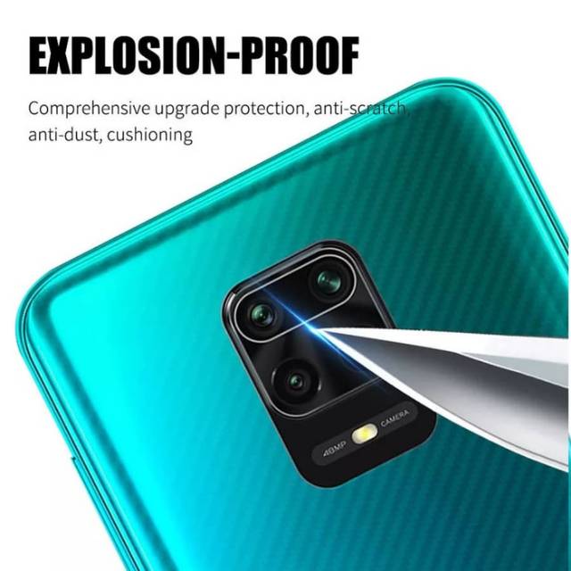 2IN1 Garskin Carbon 3D Xiaomi Redmi Note 9s-Skin Karbon Redmi Note 9s Karbon Anti Gores Belakang