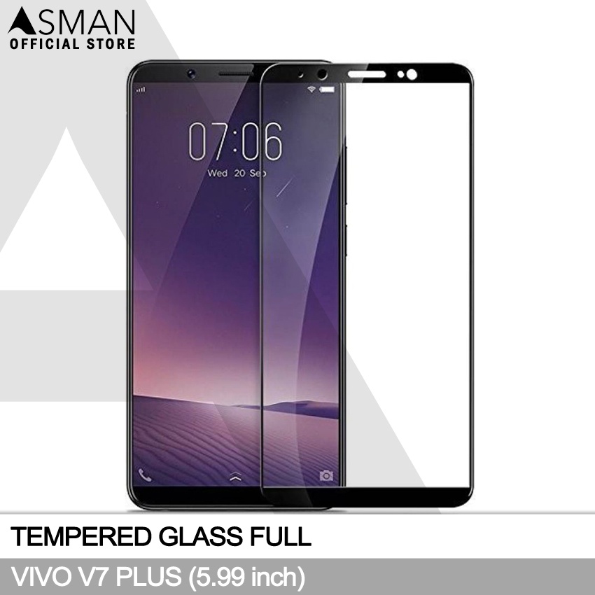 Tempered Glass Full VIVO V7 Plus (5.99&quot;) | Anti Gores Kaca - Hitam