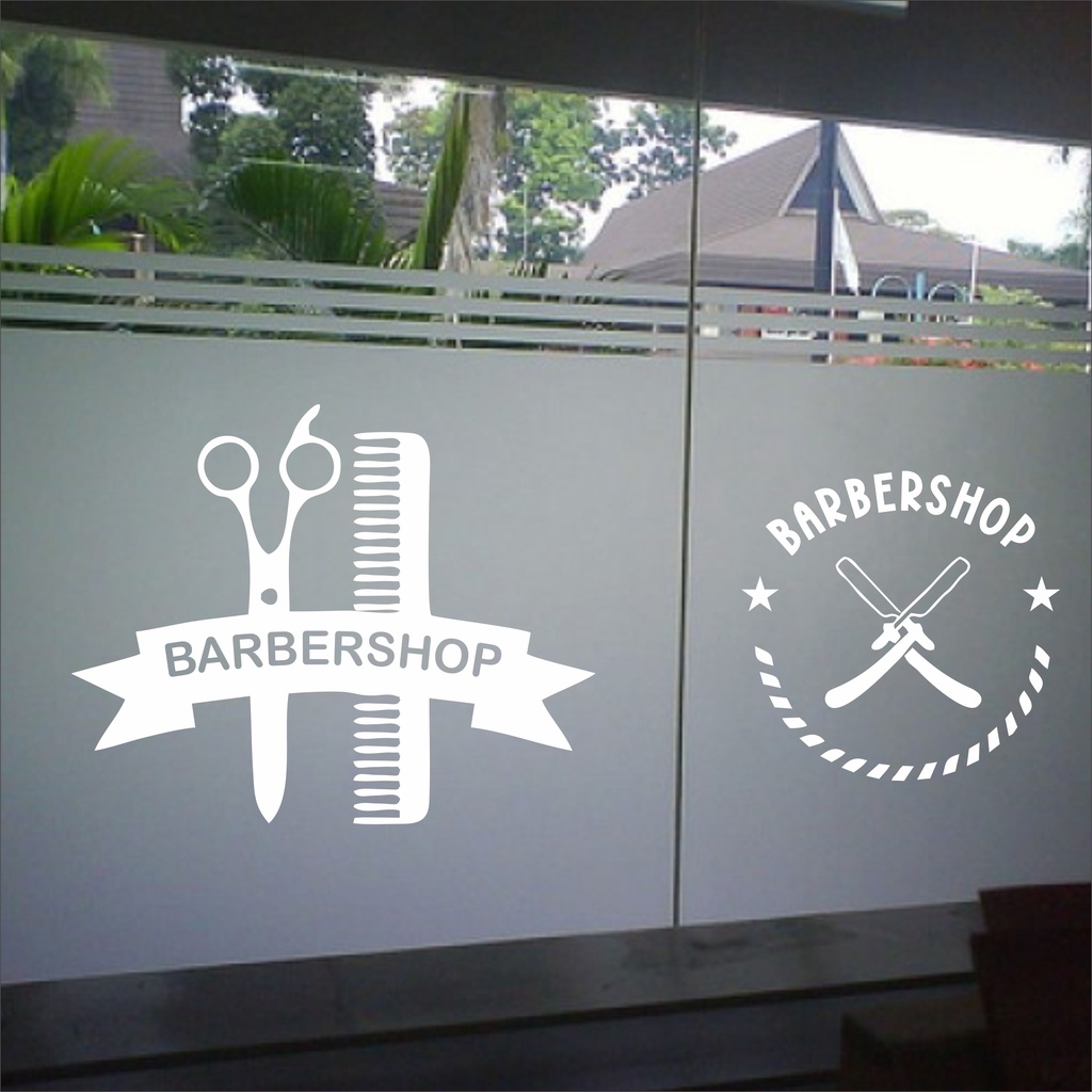 Sticker Dinding Kaca BARBERSHOP Custom / Barbershop Wall Sticker / Potong Rambut