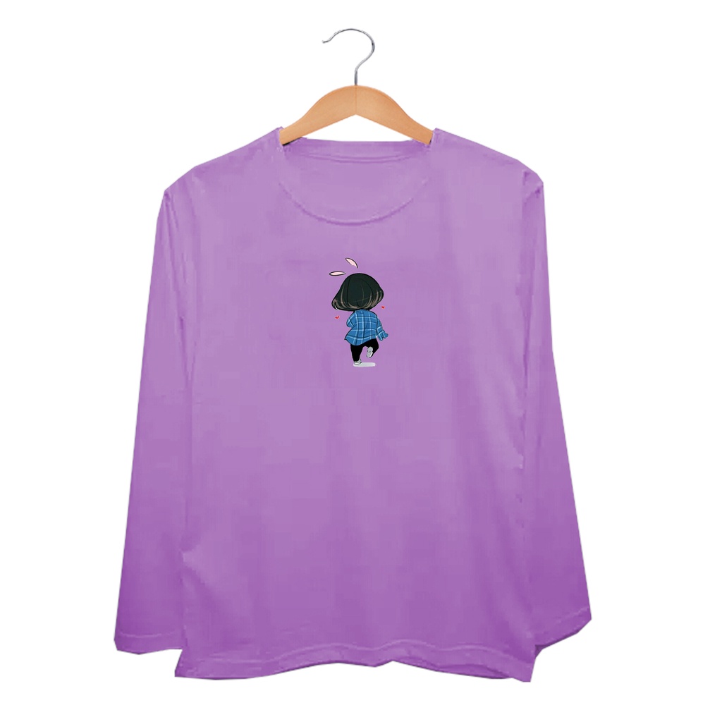 Kaos Wanita Jumbo Tangan Panjang Korea Jungkok BTS Kaos Plus Size Korea