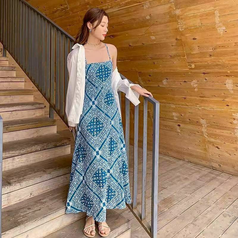 Blue batik tube adjustable premium dress - Bikinibandit