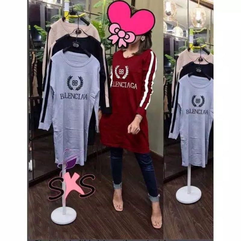 Medan Termurah Baju cantik LD 104 Tunik babyterry list white balen