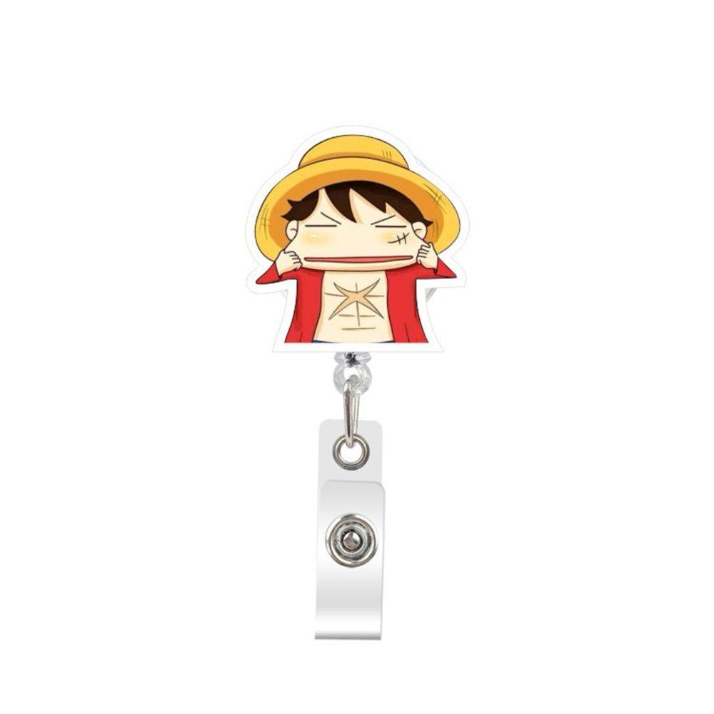 Mxbeauty Retractable Badge Reel Cute Anime Name Tag Luffy Naruto Card Holder Penahan Kartu Nama