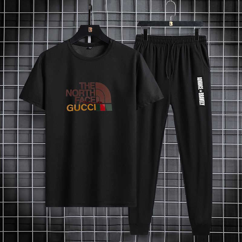 baju set - pakaian set - pakaian pria - pakaian setelan dapat 2pcs baju dan celana FACE GUCCI