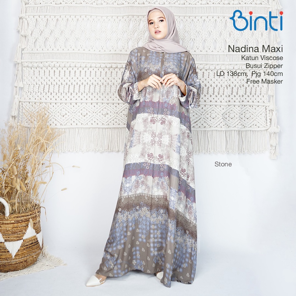 Nadina Baju Gamis Syari Busui Jumbo Murah Terbaru Ld 138-140 Free Masker