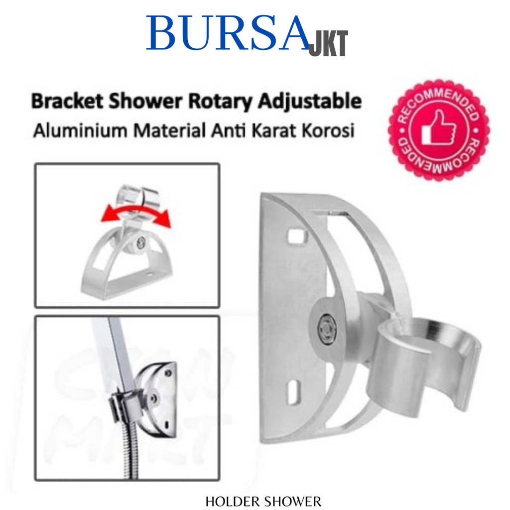 DUDUKAN SHOWER STAINLESS STEEL 304 HANDLE HOLDER ADJUSTABLE STAINLESS ANTI KARAT BULAT