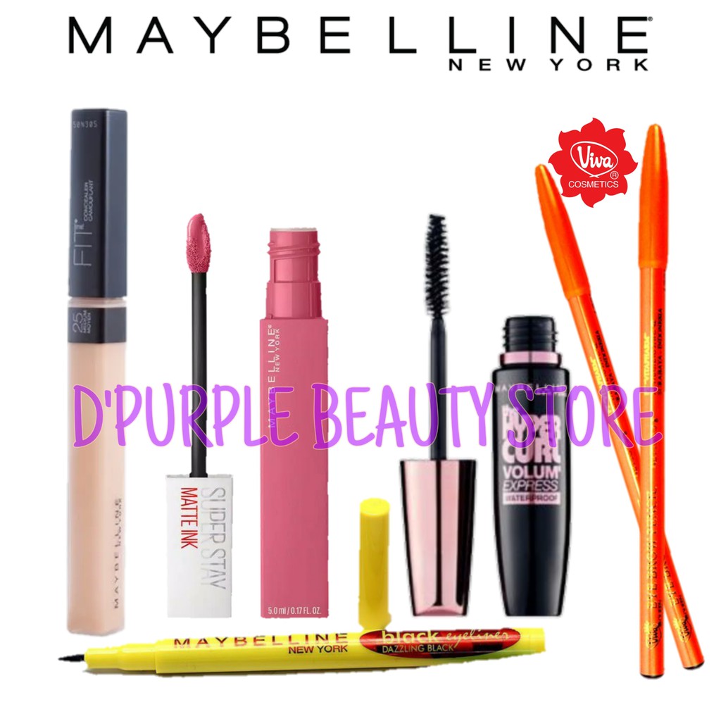 Paket Kosmetik Maybelline Lengkap Murah 5 In 1 -Concealer -Lipcream -Maskara -Eyeliner -Pensil Alis