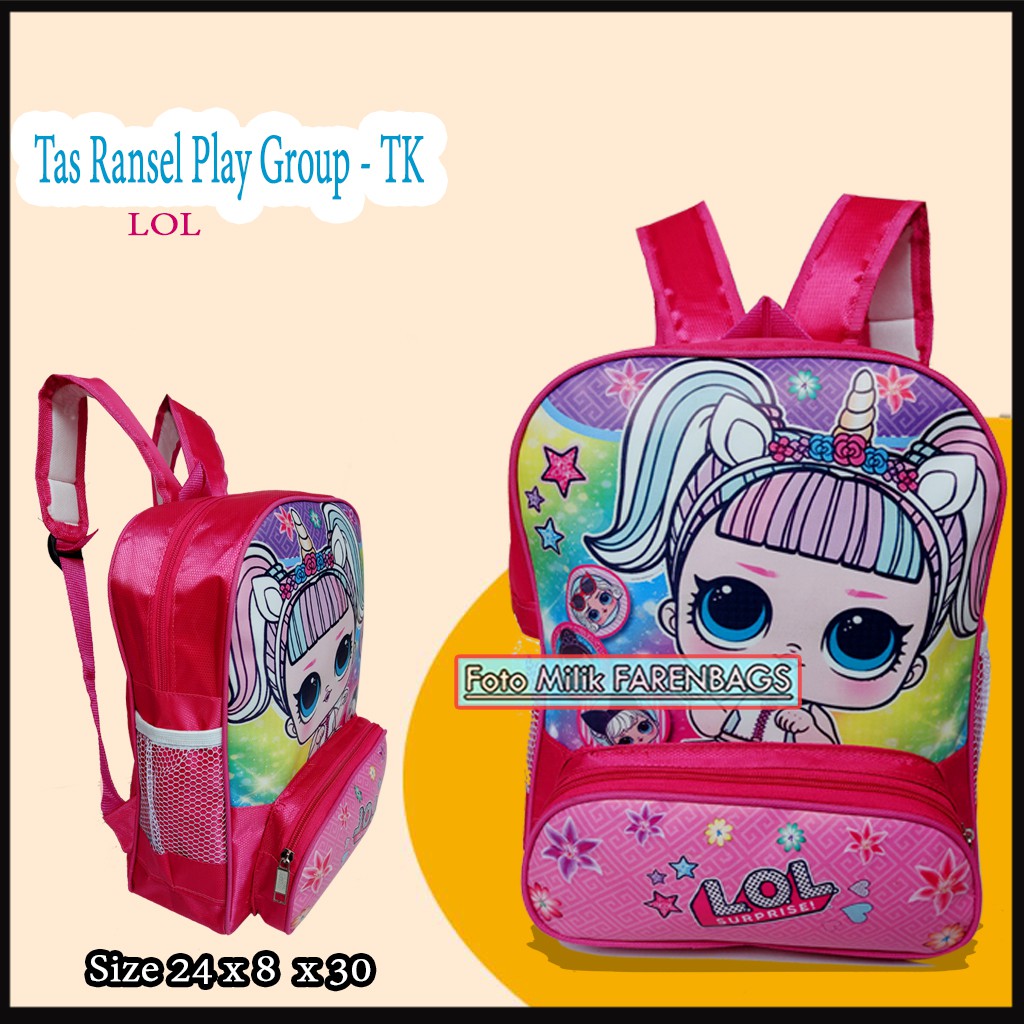 Tas Sekolah Anak Paud -TK Gambar Kartun anak anak Tas Sekolah Anak Cewek TK Free Alat Tulis Set SAP