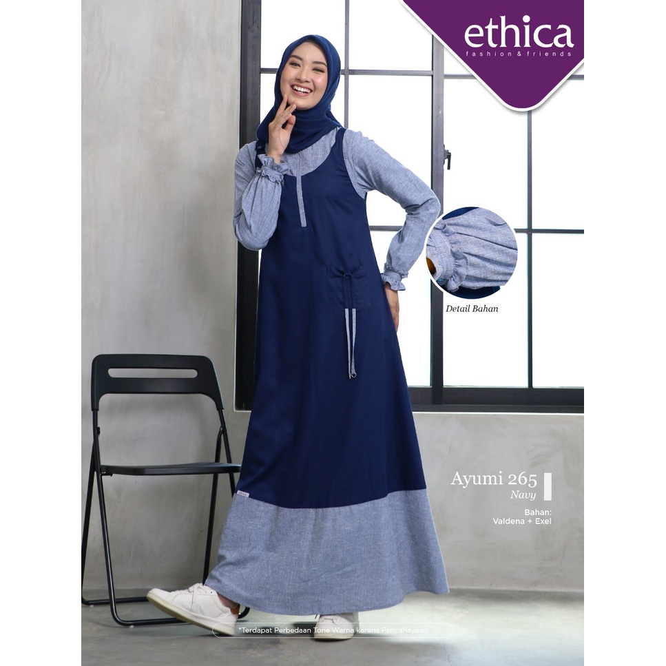 DRESS SAJA ETHICA ORIGINAL AYUMI 265 LAVENDER GREY NAVY GAMIS DEWASA GAMIS ETHICA TERBARU 2022