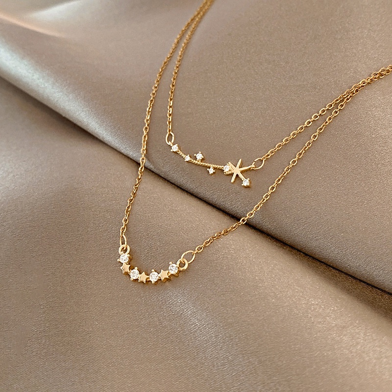 Kalung KL152 (2 Layer) Stainless Steel / Titanium Premium Fashion Wanita Kalung unik Lucu Elegant /Deluna/ BS