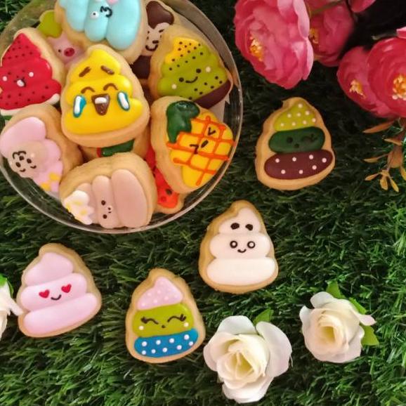 

オ Poo & tooth toples bulat- Cookies karakter Poo-Kukis hias New