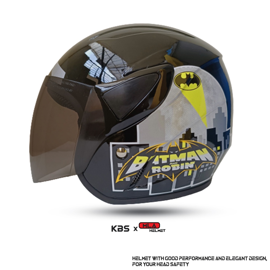 Helm Half Face Anak Junior KBS x MLA Motif BATMAN Untuk Usia Anak 3-7 tahun COD