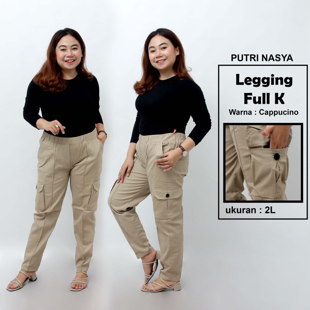 Putri Nasya - Celana Big Size Panjang Ukuran 8L,6L,5L,4L,2L,XL, All Size Warna Cream Moca Capucino Abu Tua Muda Hitam