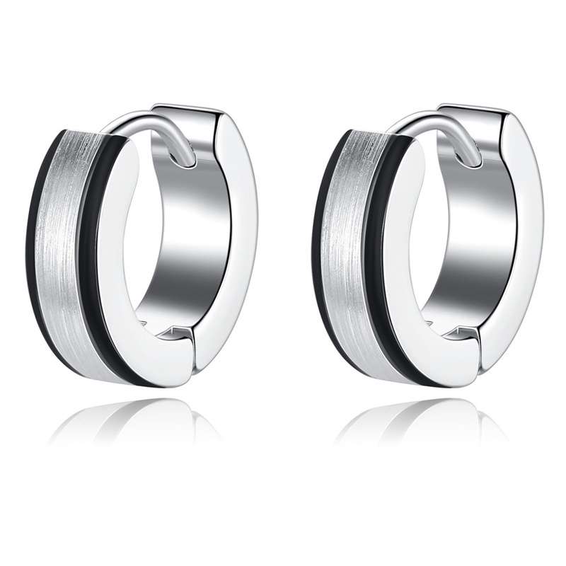 Anting Hoop Bahan Stainless Steel Warna Hitam Gaya Punk Untuk Pria Dan Wanita