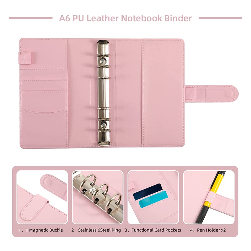 Cash Envelopes for Budgeting,A6 Budget Binder,Binder Pockets,Expense Budget Sheets,Money Folder Wallet Organiser(Pink)