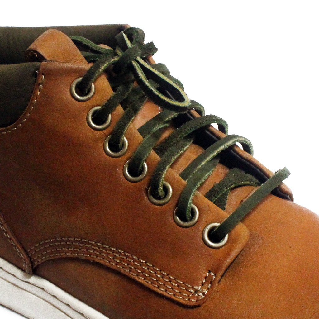 MR Shoelaces LR07 Green (Hijau) - Tali Sepatu Kulit 60cm 80cm 100cm 120cm 150cm - Premium Leather Shoelace