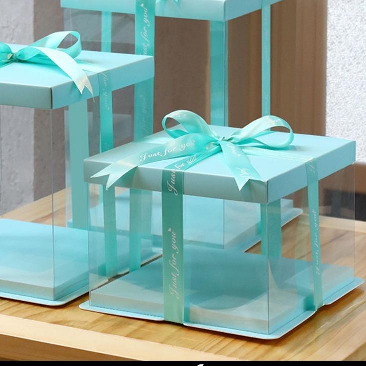 ❀ Wadah Tempat Kotak Kue Box Mika Hantaran Lamaran Nikah Transparent Cake Box Tanpa Pita Kue Seserah