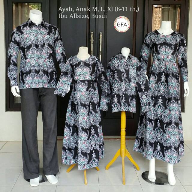 Baju batik couple gamis keluarga big size busui