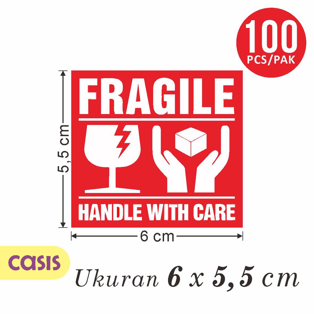 

stiker fragile 6 x 5,5 cm handle with care - CASIS