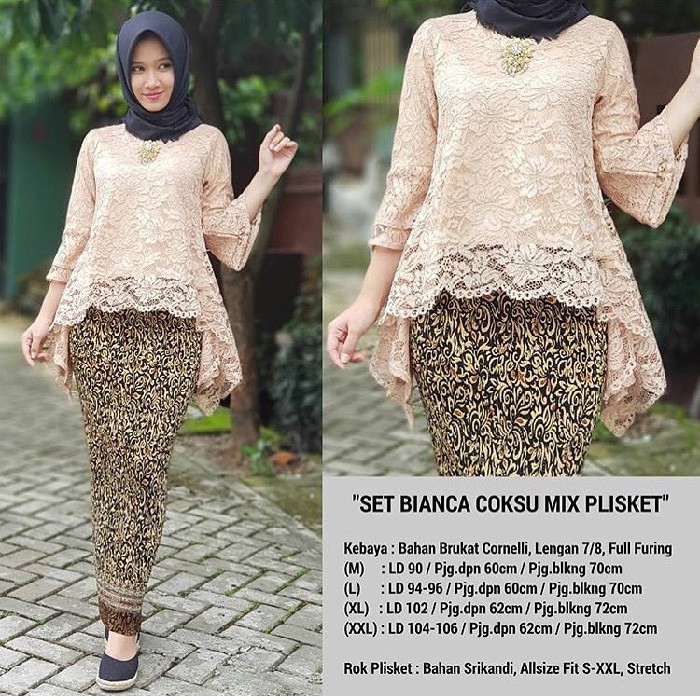 set kebaya rinjani bianca brukat modren