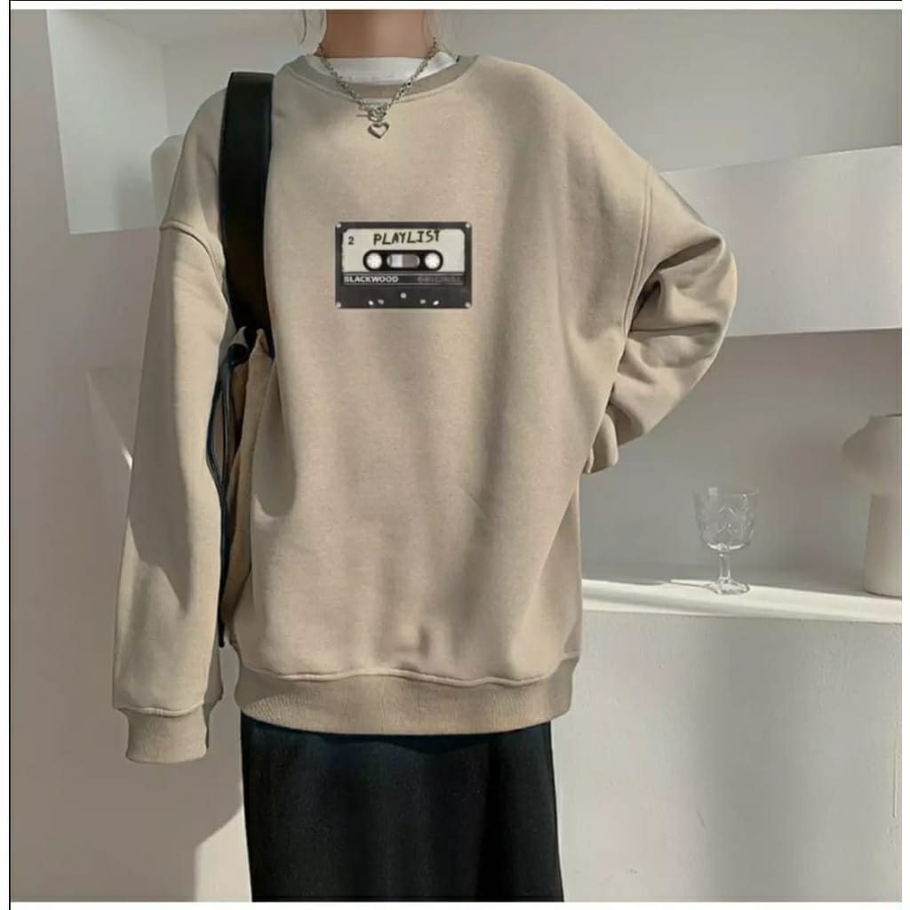 PLAYLIST Sweater Pakaian Korean Style Oblong Terbaru Oversize